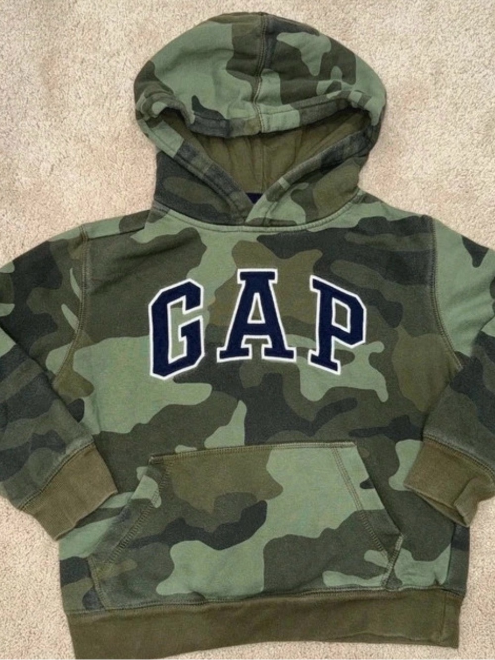 GAP Kids Camo Pullover Hoodie - Olive Green Camo